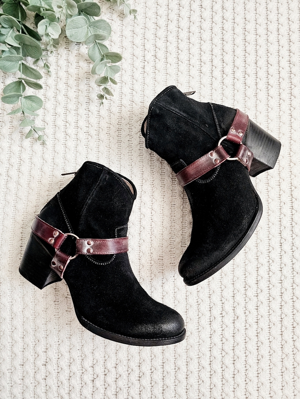 Freebird By Steven Spirit Ankle Boots Leather Suede Harness Buckle Zipper 12 NEW